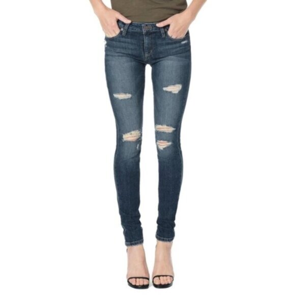 Revolve Joe's Jeans Icon Seneka Skinny Jeans medium wash Distressed Denim 25 - Picture 3 of 16